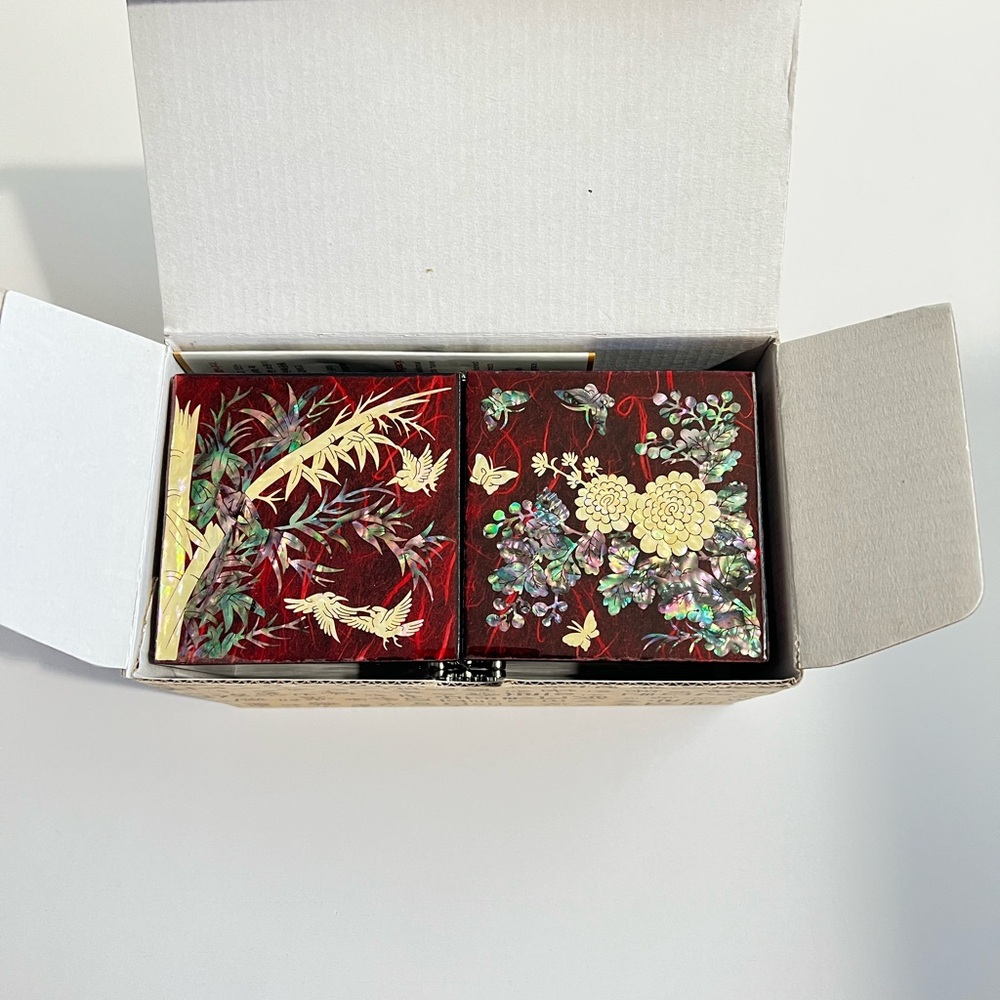 NEW Mother-of-Pearl Jewelry Box with 4 Drawers- KOREAN Traditional Lacquer Craft - Picture 11 of 16